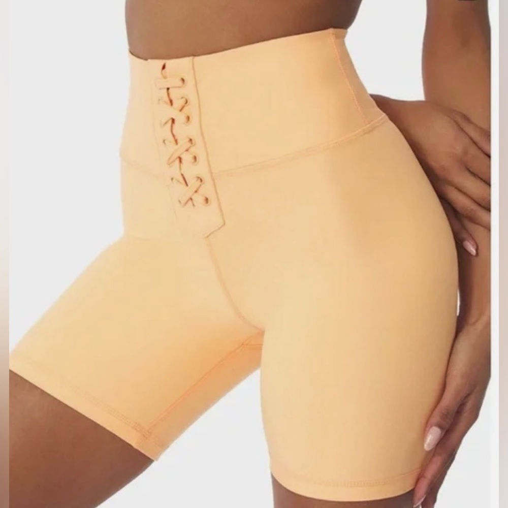 Nwt Weworewhat Lace Up Biker Bike Shorts Size Extra Small Peach Cobbler